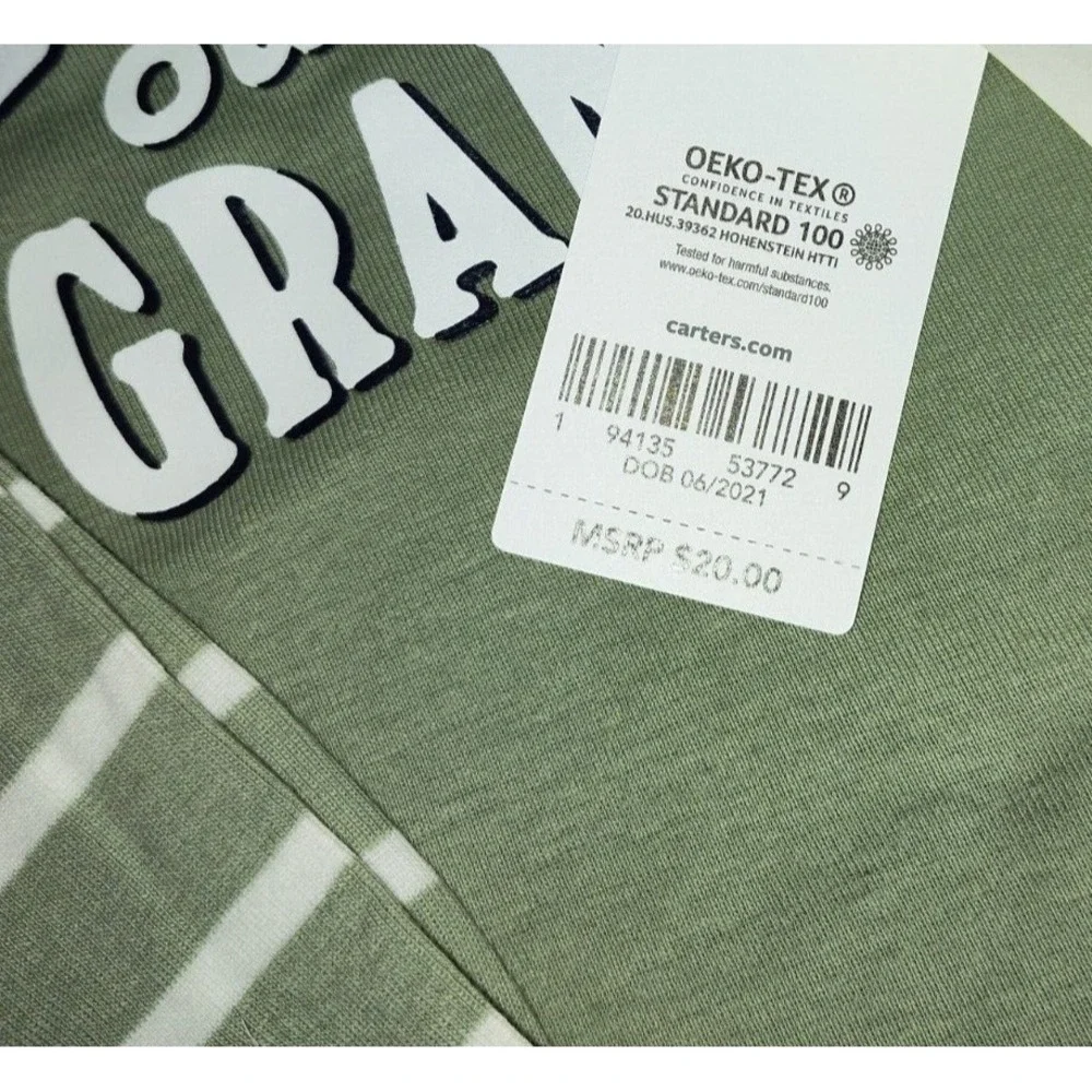 Carter's‎ 2T I Can Out-Nap Grandpa Toddler Pajamas 2pc Cotton Green Unisex